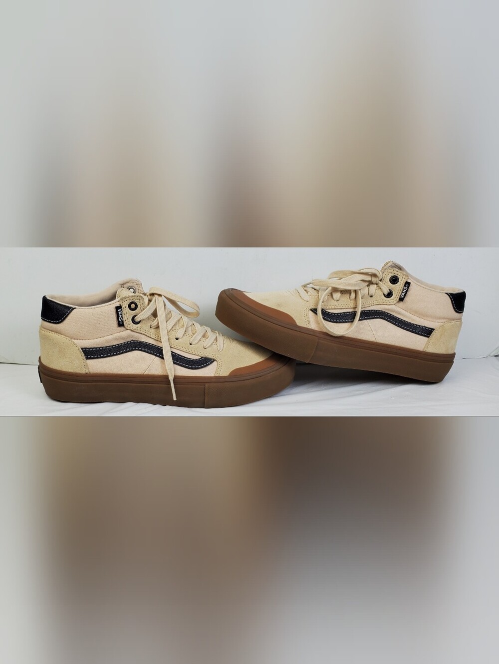 Vans Mens Style 112 Mid Pro Ty Morrow Macadamia Gum BMX Shoes - Size 8 - EUC
